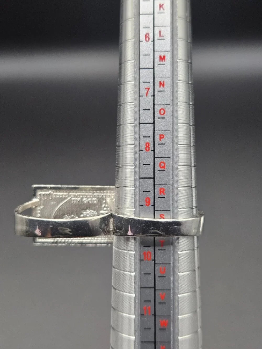 925 Sterling Silver 100 Dollar Bill Two Finger Ring Size 10